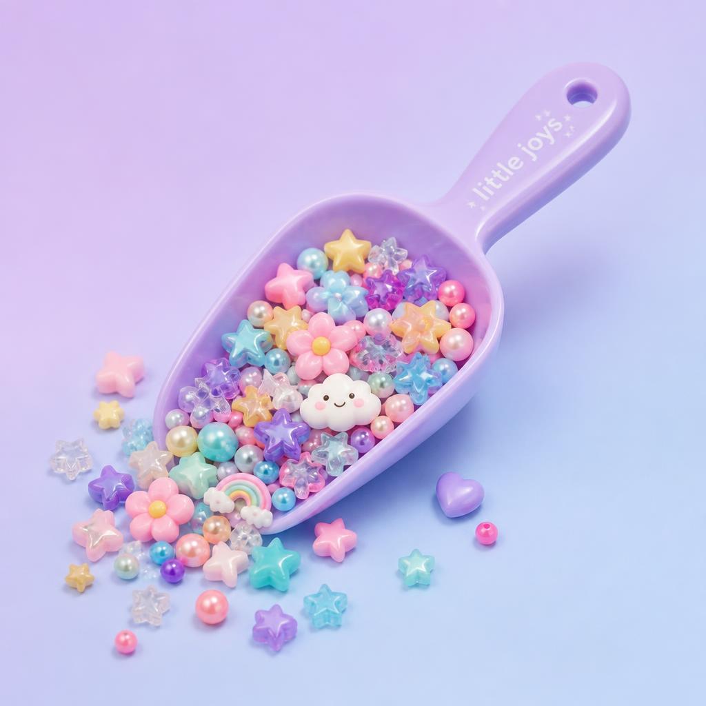 Mystery scoop filled with colourful beads and charms